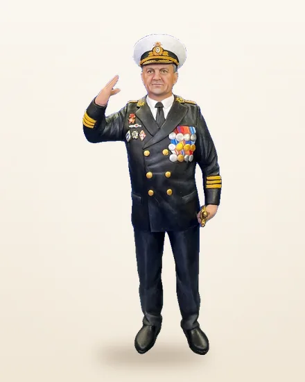 Военный моряк с кораблём — 3D-статуэтка по фото, подарок военному
